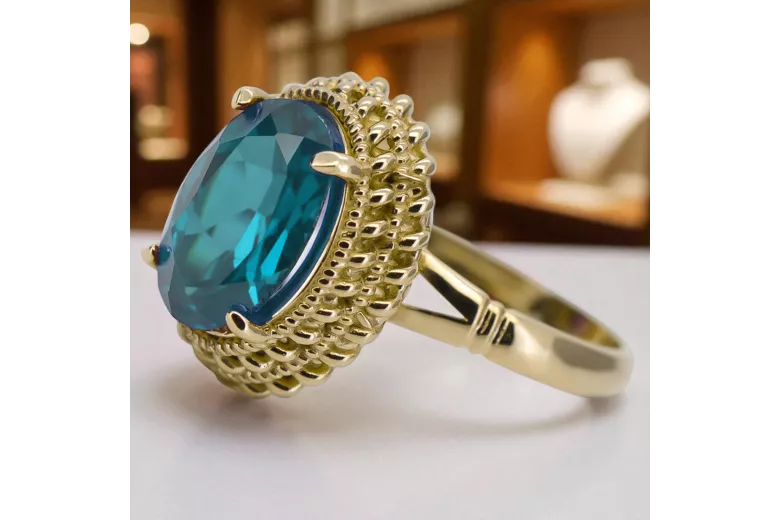 Vintage Ring Aquamarin 14 Karat Gelbgold vrc068y